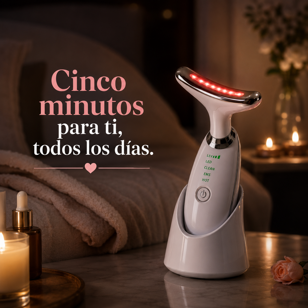MASAJEADOR DE ROSTRO RECARGABLE CON LUZ LED